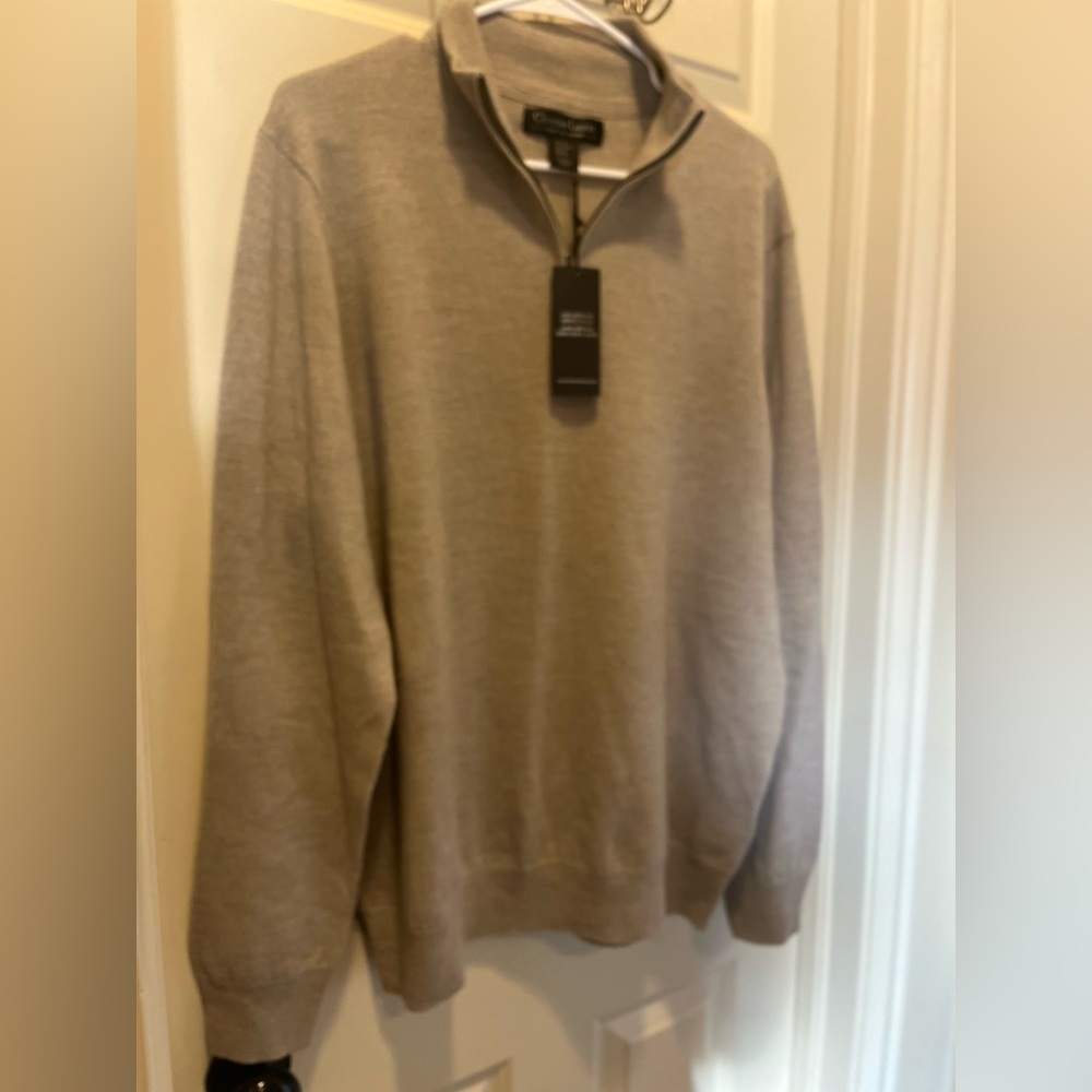 New Christian Lacroix Men's soft Wool Zip-Up Sweater in Beige